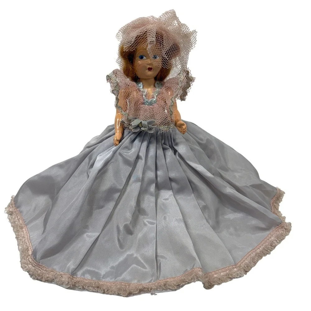 Vintage Marcie Doll Lavender Satin Gown Pink Mesh Veil 7.5 Inch Collectible Doll